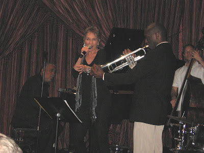 Audrey singing with a trumpeter at Irvin Mayfield's Bourbon Street, New Orleans