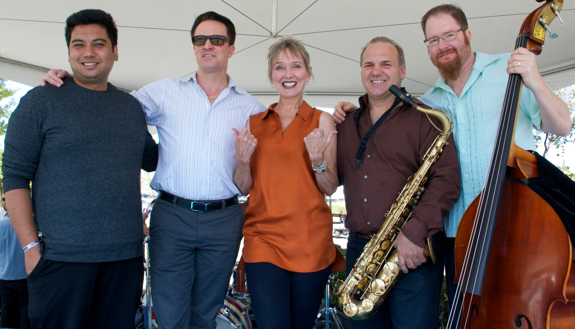 The Shimkas group with saxophone and bass at the Sausalito Jazz & Blues Festival